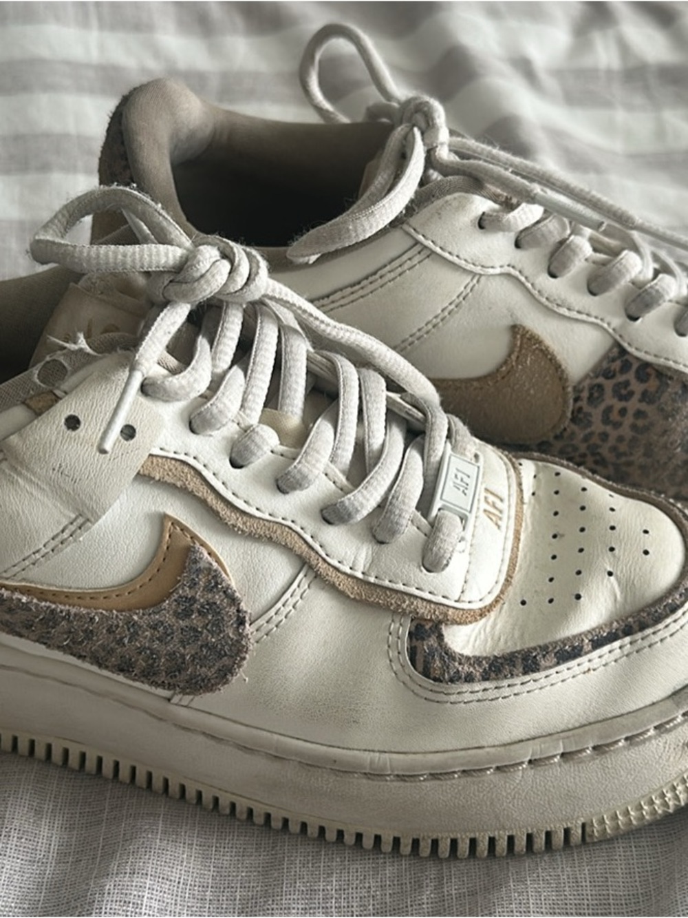Nike White sneakers with beige and leopard accents